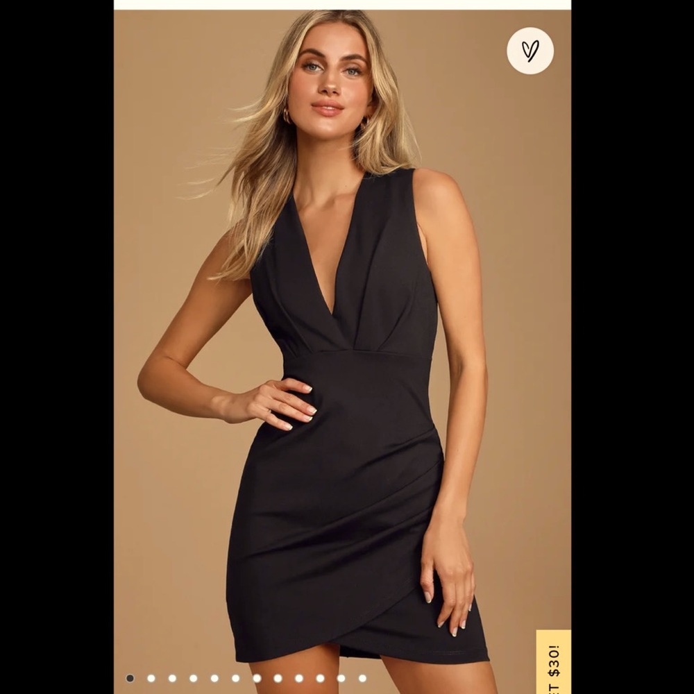 Lulus Cocktail Hour Black Wrap Dress